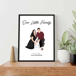 Custom Family Portrait Drawing Framed Poster - Picture 1 of 10