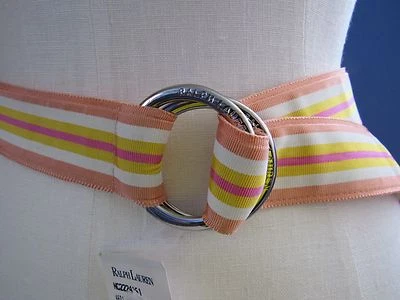 NWT RALPH LAUREN WOMEN'S STRIPPED RIBBON SPORT BELT, MED SIZE - Image 1 of 3