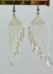 Pendientes colgantes vintage de cuentas de vidrio con araña triangular - Imagen 1 de 1