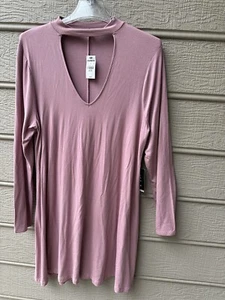 Express Women's T-Shirt Dress Size XL Pink Long Sleeve Stretch - Picture 1 of 2