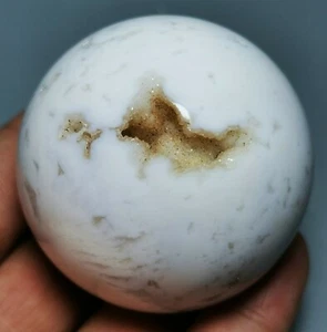 Collection ! NATURAL White OCEAN JASPER Geode QUARTZ CRYSTAL Sphere Ball HEALING - Picture 1 of 12