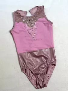 SYLVIA P. Leotard Gymnastics BLING Pink Mesh OPEN Back GK Size: 12 GK-AXS AS - Picture 1 of 9