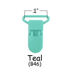100 Plastic Pacifier Soother Dummy Binky Suspender Toy Holder Clips - 1" Teal - Picture 1 of 3
