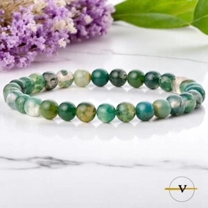 BRACCIALE UOMO DONNA AGATA ACQUATICA PIETRE DURE NATURALI DIAMETRO PIETRE 6 MM - Foto 1 di 3