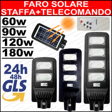LAMPIONE STRADALE LED 60w 90w 120w 180w PANNELLO SOLARE FOTOVOLTAICO FARO STAFFA