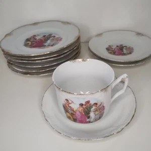 Grach Roman Bavarian Cupid Cup & Saucer Set + 2 Saucers & 6 Side Plates - Picture 1 of 6
