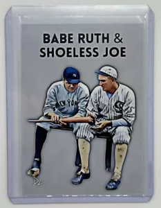 Babe Ruth & Shoeless Joe Jackson Limited Edition Artist Signed Trading Card 7/10 - Picture 1 of 2