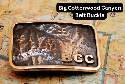 Big Cottonwood Canyon Topographic Belt Buckle | Hand Poured Bronze | 3D Map - Image 1 of 4