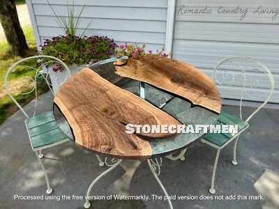 Clear Epoxy Resin Coffee Table, Epoxy Resin Center Wooden Table, Furniture Decor - Image 1 of 4
