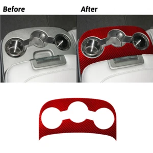 Red Carbon Fiber Interior Center Armrest Cupholder Cover Trim For Dodge RAM 1500 - Picture 1 of 12