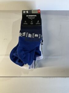 UA Essential  6- Pairs Men's Lightweight  No Show Socks   Size 8.5-13 Gray/Blue