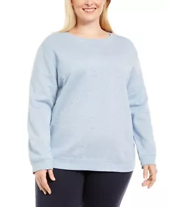 NWT- Karen Scott Sport Soft Fleece Sweatshirt Lt Blue Heather Women’s Sz 0X - Picture 1 of 3