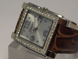 Vendoux watch LS13240 swarovski stainless steel case and leather strap 3 atm - Picture 1 of 6