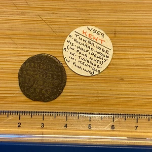 17th Century Token Ex-Noonans 8.10.24 Part Lot 50 Tonbridge Richard Wood (ref#2) - Picture 1 of 5