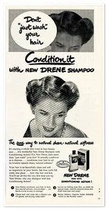 Print Ad Drene Shampoo with Conditioning Vintage 1950 2/3-Page Advertisement - Picture 1 of 4