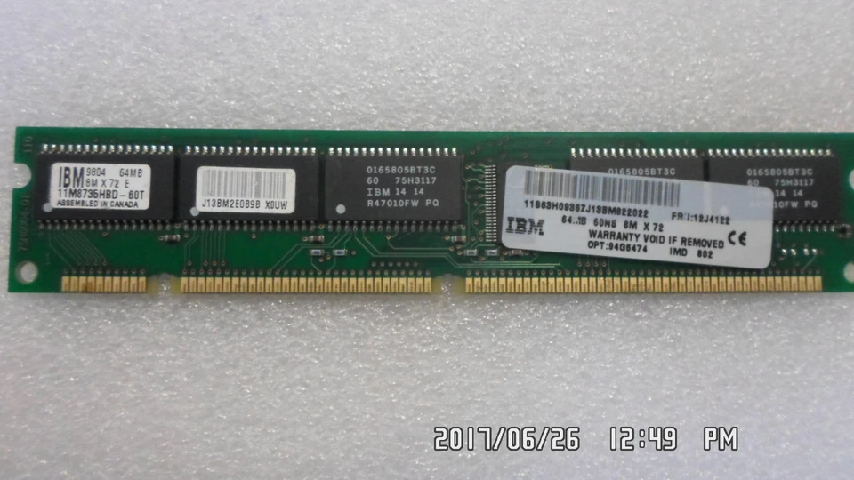 IBM 12J4122 94G6474 64MB 60ns EDO ECC 168 Pin DIMM 94G6474 - Image 1 of 4