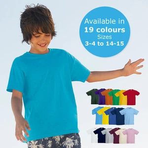 Fruit of the Loom Boys Short Sleeve Plain T shirts Kids Casual Summer Tops Tees - Picture 1 of 25