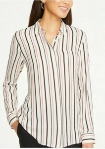 Ann Taylor Factory Damen weich gestreiftes Button-Down Hemd Bluse Größe XLARGE $ 65 - Bild 1 von 9
