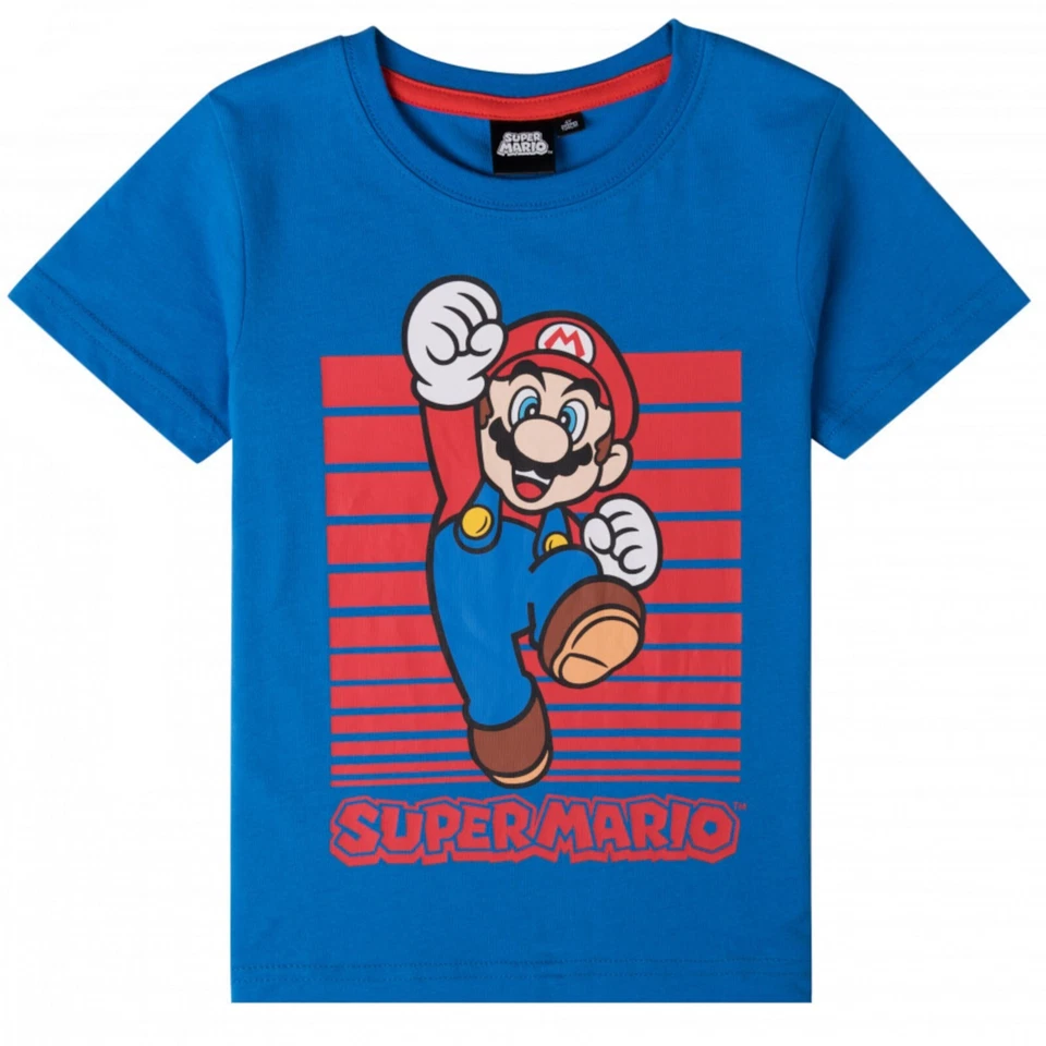 Nintendo Super Mario T-Shirt Blau Gr. 104, 110, 116, 128, 140 - Bild 1 von 1