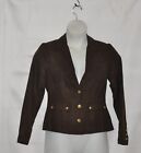 Hot In Hollywood Faux Suede Notch Collar Button Front Blazer Size S Brown
