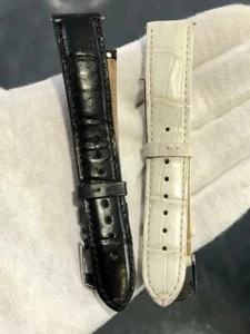 Michele Pre-Owned White & Black Leather 18mm Easy Deployment Watch Straps X 2 - Picture 1 of 7