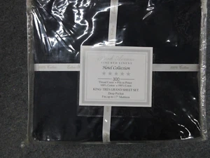 PARK AVENUE  KING Sheet Set 100% Cotton 300 Thread Count NAVY BLUE EXTRA DEEP - Picture 1 of 3
