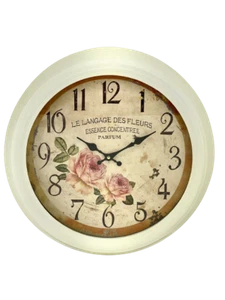 Orologio Parfum bianco in metallo da parete casa cucina sala vintage  - Picture 1 of 2