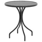 Outsunny Round Garden Table Outdoor Side Table With Steel Frame Slat Top Black