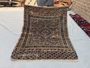 3x4 Antik Selten 1850er Kaukasisch Handgeknüpft Tribal Teppich Geometrisch Wollteppich - Bild 1 von 11