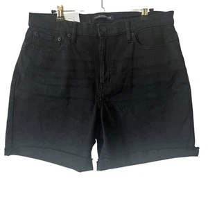 Calvin Klein Jeans Womens Roll Cuff Denim Short Size 12 Black New - Picture 1 of 8