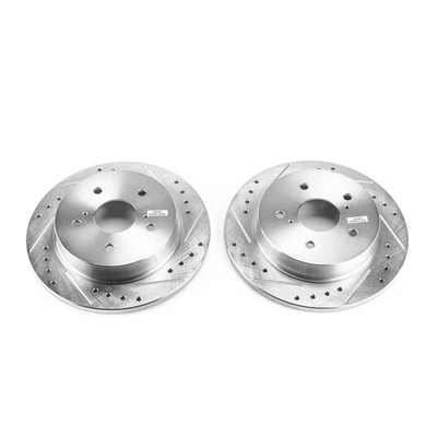 Par de rotores ranurados perforados PowerStop Evolution traseros para Suzuki Kizashi Foto 1 de 3