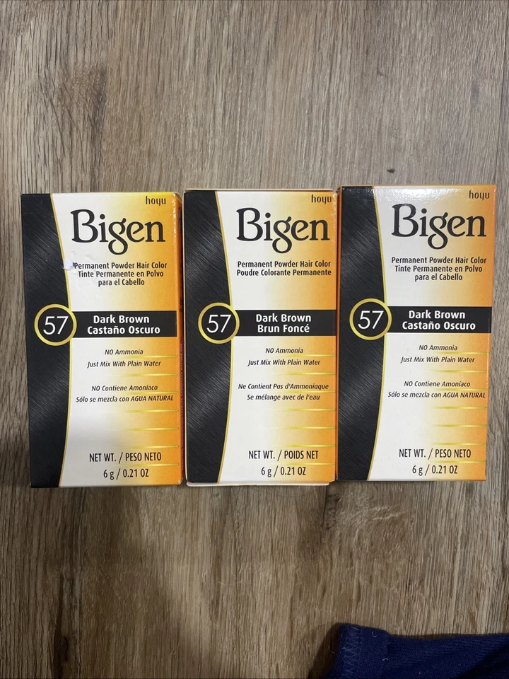 (Paquete de 3) Bigen - Color de cabello en polvo - #57 marrón oscuro - 0,21 OZ cada paquete Foto 1 de 1