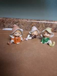 Homco Pixie Elves Set of 3 Figurines Porcelain Vintage - Picture 1 of 10
