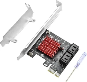 4-Port PCIe to SATA Adapter 6Gbps Expansion Card Low Profile - Picture 1 of 5