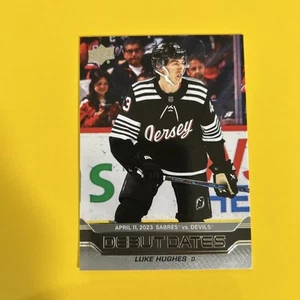 🐶 2023-24 Upper Deck Series 1 Debut Dates DD-25 Luke Hughes - Bild 1 von 2