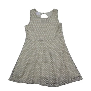 Sans Souci Dress Girls L Ivory Sleeveless Round Neck Keyhole Sheer A Line - Picture 1 of 16