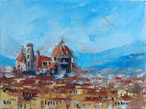 Florence Impressionistic oil painting 7x9.5" 100% handmade Original Italian City - Picture 1 of 4