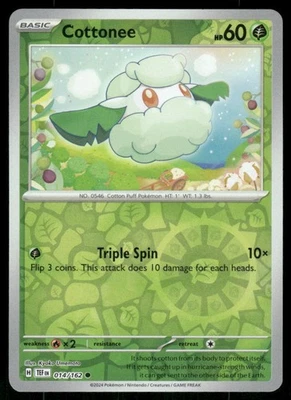 Cottonee 014/162 Common Reverse Holo NM Pokemon SV05: Temporal Forces - Image 1 of 2