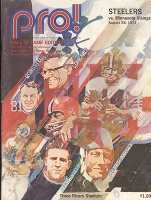 1971 Pittsburgh Steelers vs Minnesota Vikings Program Autographed by Alan Page - Image 1 of 4