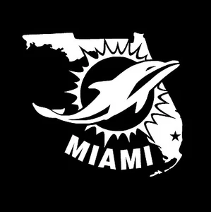 MIAMI DOLPHINS STICKER THE STATE OF FLORIDA VINYL DECAL VEHICLE GRAPHIC CAR - Picture 1 of 3