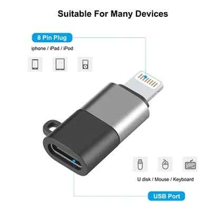 Black 8 Pin to USB-C / Type-C PD OTG Adapter Data Transmission Small PULUZ - Picture 1 of 5