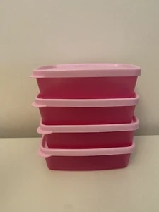 Tupperware Pink 250ml Shallow Square Round Containers Set Of 4 - Picture 1 of 4