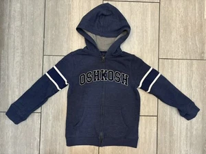 OshKosh Bgosh Boys Blue Logo Zip Hooded Sweatshirt Jacket, Size 8, Cute! - Picture 1 of 16