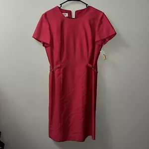 Talbots Short Sleeve Dress Women’s 10 P Pink Tweed Gold Chain Accent Spring - Picture 1 of 11