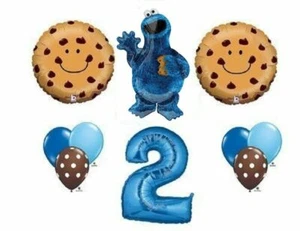 12 PC COOKIE MONSTER 2ND BIRTHDAY Party BaLlOoNs sesame street FREE SHIPPING - Picture 1 of 1