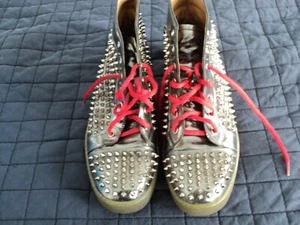 Studded Spikes Boots. Silver Leather, Pre Owned Size 43. Free Postage. - Picture 1 of 11