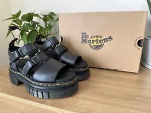 Dr Martens Ricki 3-Strap Chunky Platform Black Leather Sandals UK 4 EU 37 NEW - Picture 1 of 14