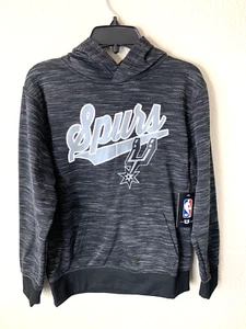 NWT NBA San Antonio Spurs Basketball Boys 10-12 Black Hooded Logo Sweatshirt - Picture 1 of 7
