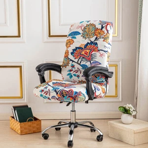 Printed Office Chair Cover Stretch Computer Rotate Seat Slipcover for Desk Chair - Picture 1 of 151