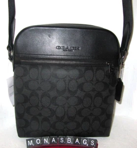 Nuevo bolso de vuelo Coach 4009 para hombre Houston carbón firma cuero negro nuevo con etiquetas $298 - Imagen 1 de 8